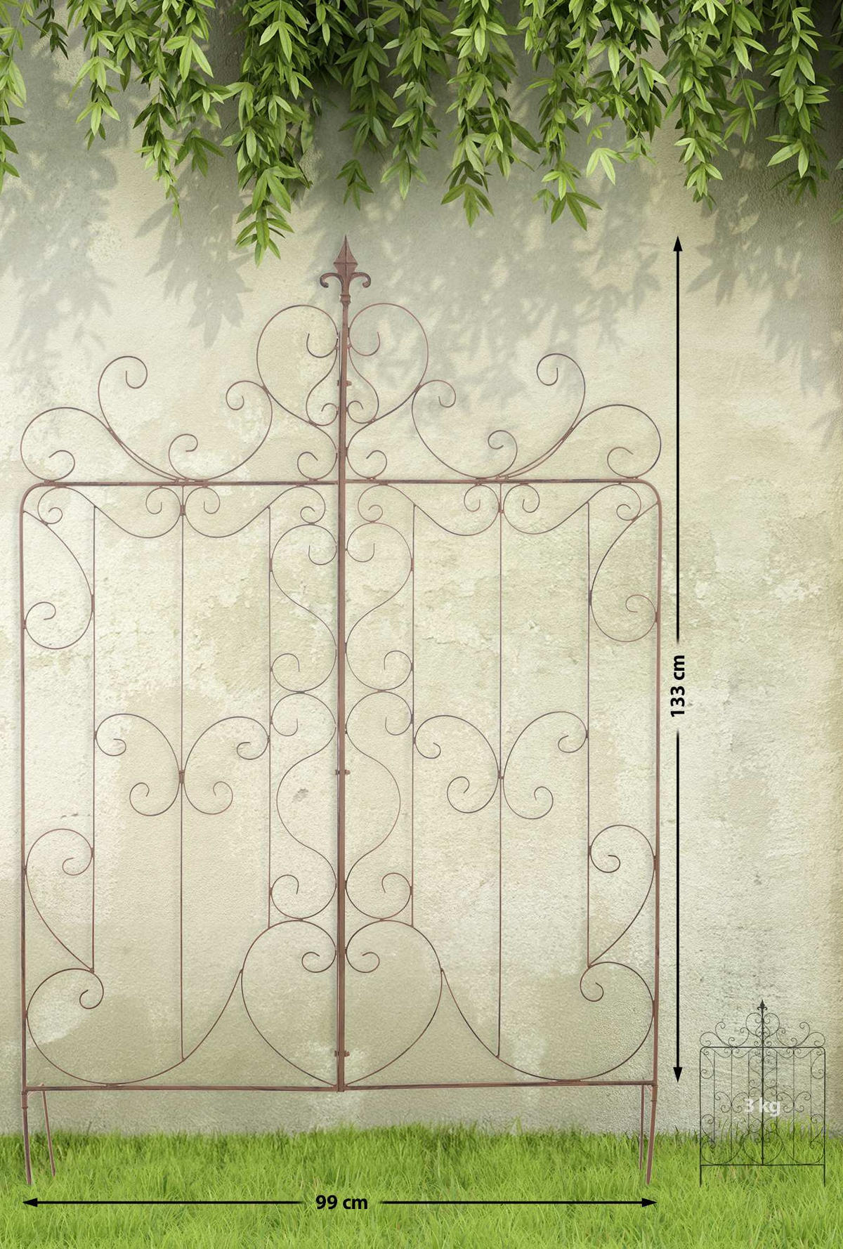 RANKGITTER Mandarin - 2er Set antik braun - Braun, Metall (99/133/7cm) - TPFLiving