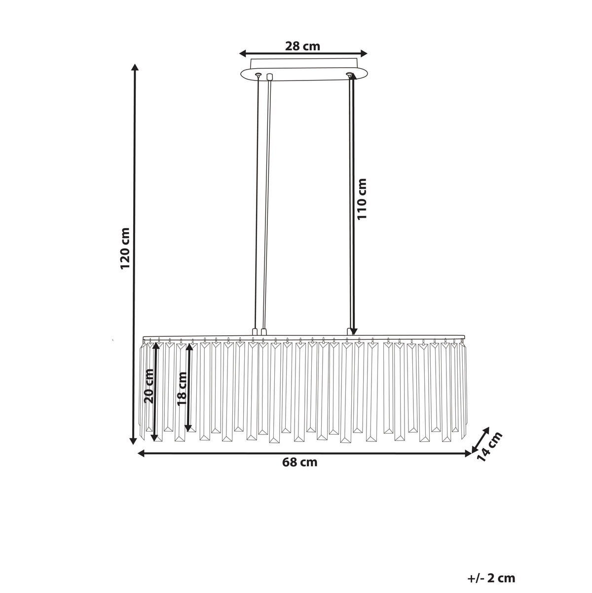 KRONLEUCHTER Silber Mandeo - Silberfarben, Glas (14/68/120cm) - Beliani