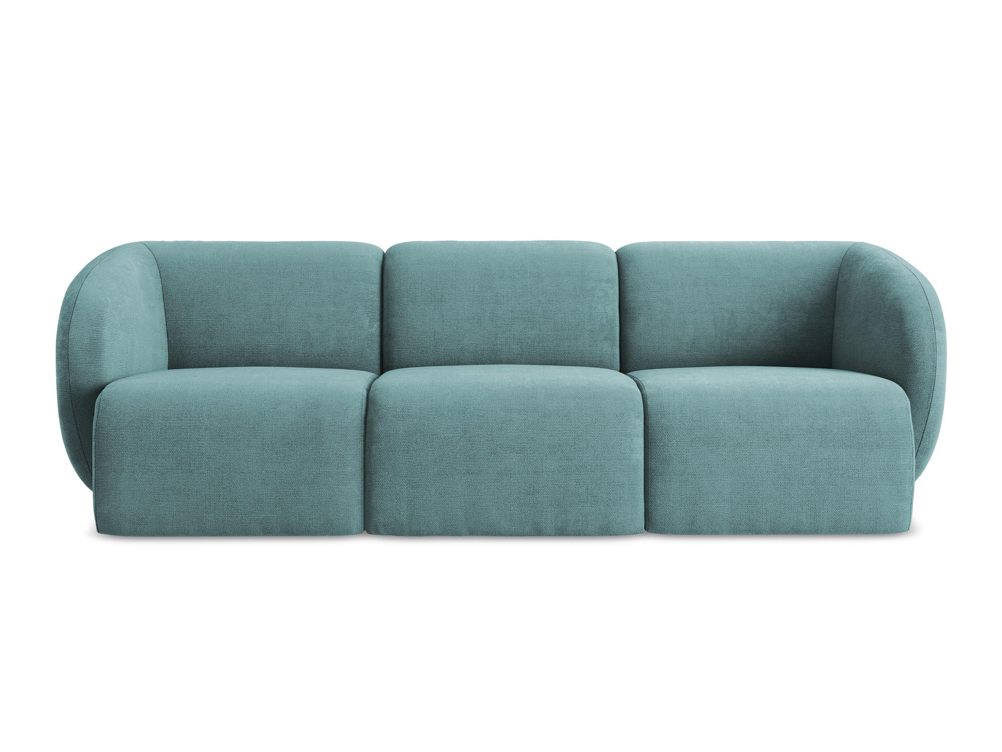 3-SITZER SOFA Chenille Stoff Blau - Blaugrau/Schwarz, Holzwerkstoff/Kunststoff (244/75/94cm) - Makamii