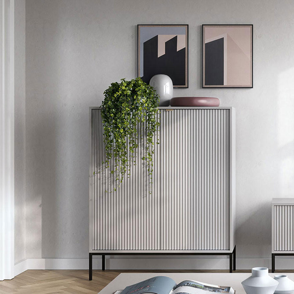 HIGHBOARD Nova grau / 104 / 39 / 125cm - Schwarz/Grau, Holzwerkstoff/Metall (104/125/39cm) - Feldmann-Wohnen