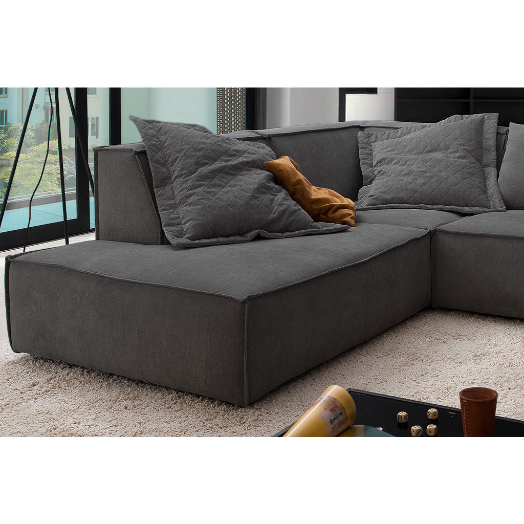 Thumbnail - Kawola Ecksofa, Anthrazit, Textil, Echtholz, 3-Sitzer, Füllung: Kaltschaum, Ottomane links, L-Form, 226x224 cm, Wohnzimm...