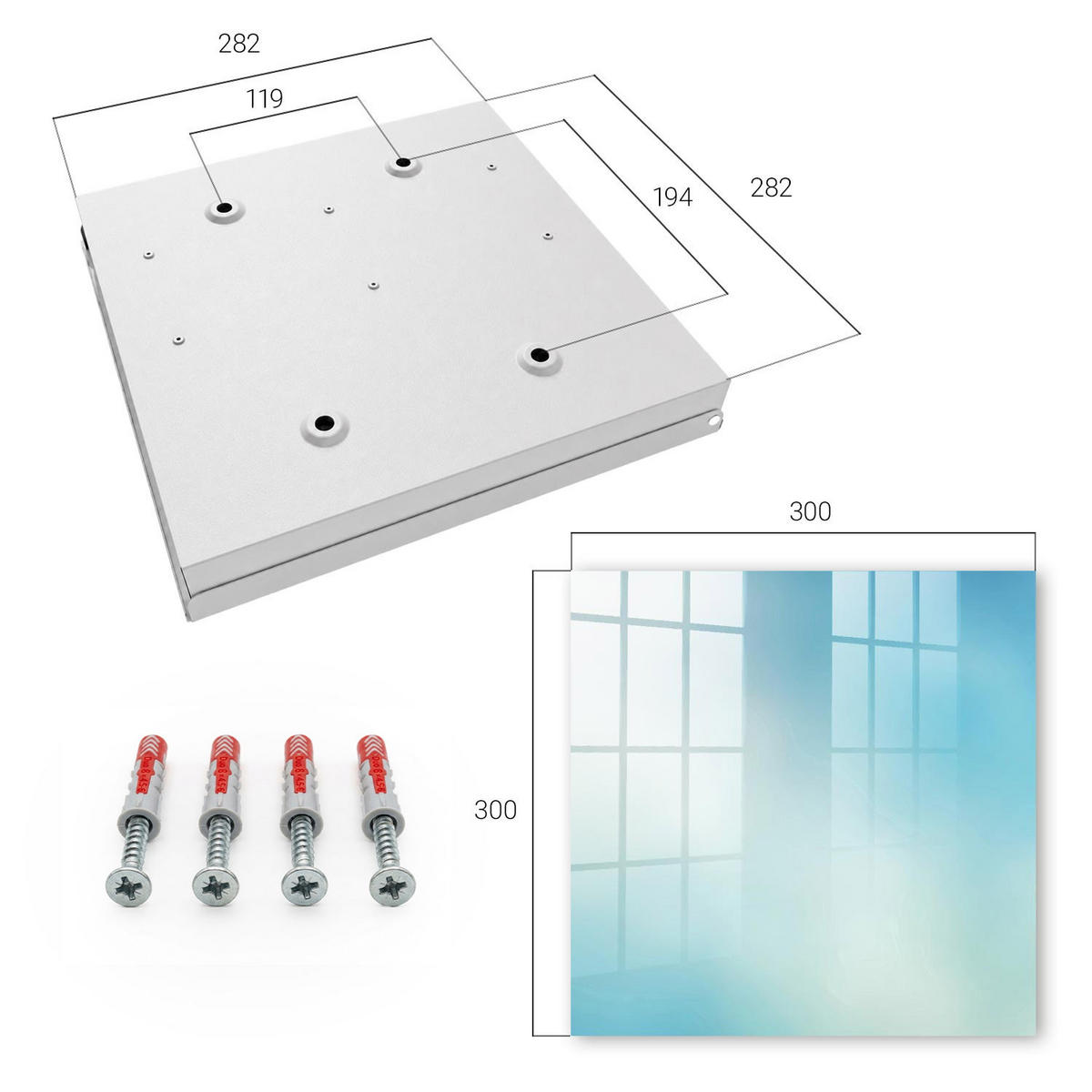 SCHLÜSSELBOX Weiß 30x30 cm – Türöffnung nach rechts - Himmlischer Traum - Blau, Metall (30/30/5cm) - TULUP