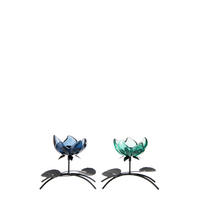 WINDLICHT BLUME (2ER SET) - Blau, Glas (10.5/15.5cm) - J-Line
