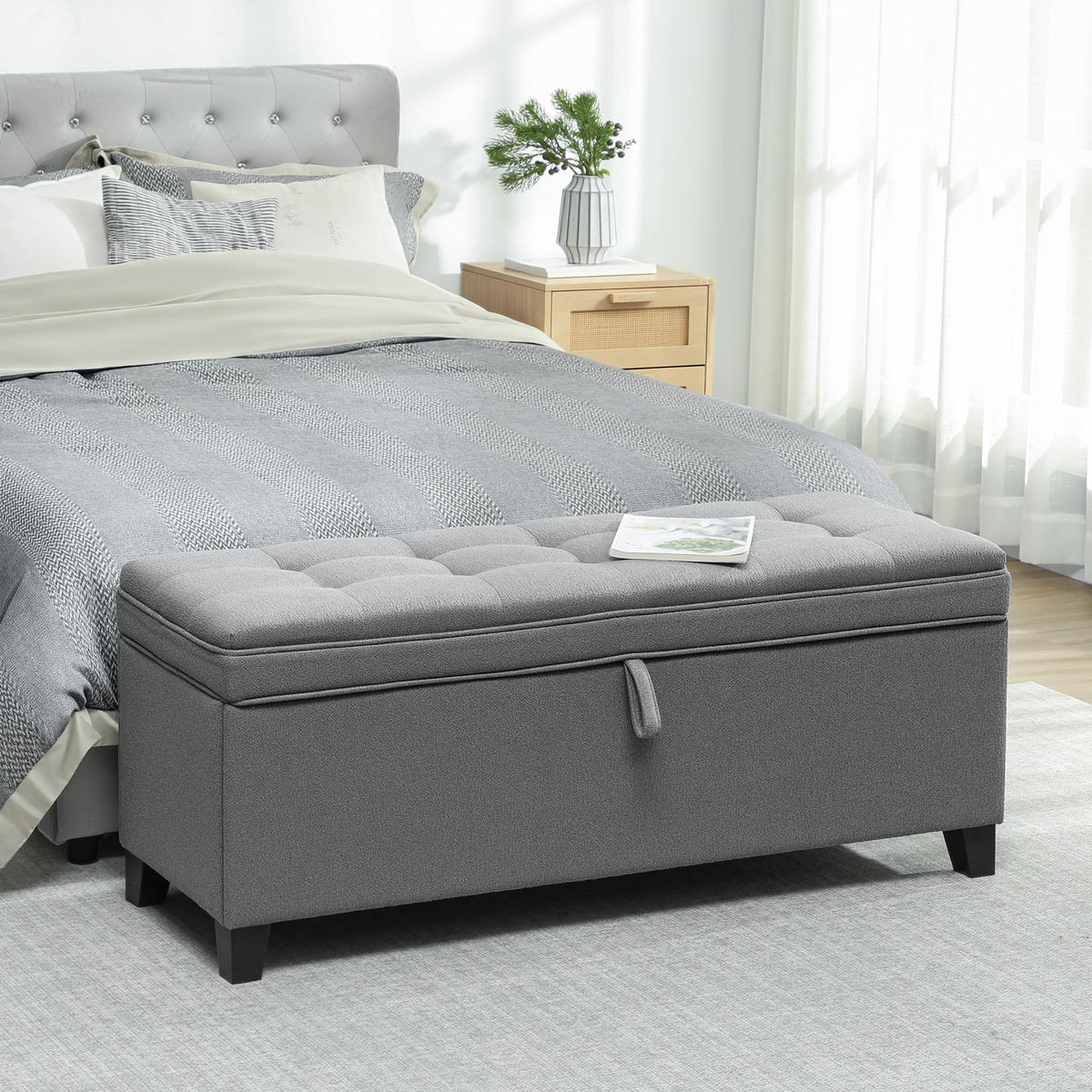 SITZBANK Polyester Dunkelgrau - Dunkelgrau, Holzwerkstoff/Textil (40/48/120cm) - HOMCOM