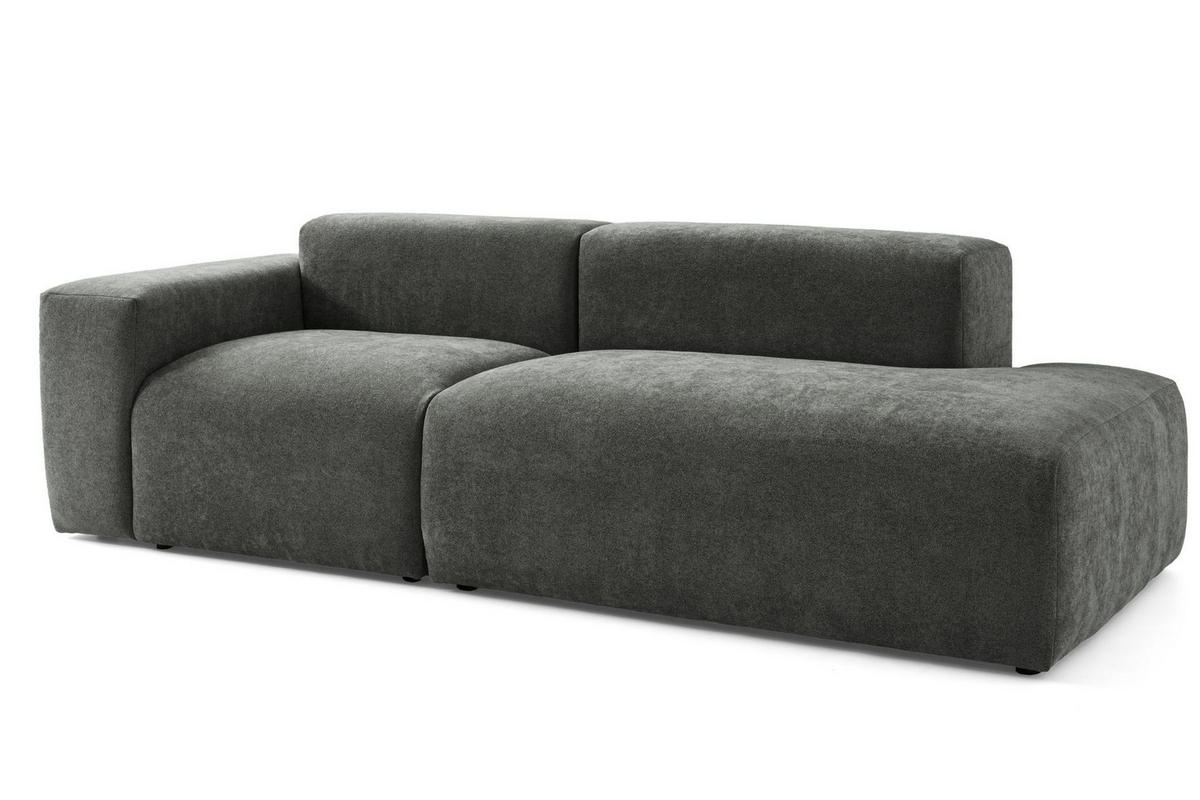3-SITZER modulares Sofa HEAVEN SET 1 Rechts, Breite 255 cm Webstoff Dunkelgrau - Dunkelgrau/Schwarz, Holz/Kunststoff (102/71/255cm) - Muffo