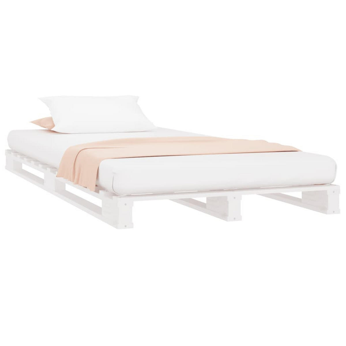 PALETTENBETT Weiss 90/200 Cm Massivholz Kiefer - Weiß, Holz (90/200cm) - vidaXL