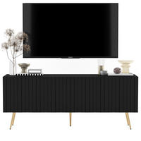 TV-SCHRANK Elpis Schwarz Matt mit goldenen Metallbeine Glamour 150 cm - Goldfarben/Schwarz, Holzwerkstoff/Metall (150/60.5/36.5cm) - Meble Lindner