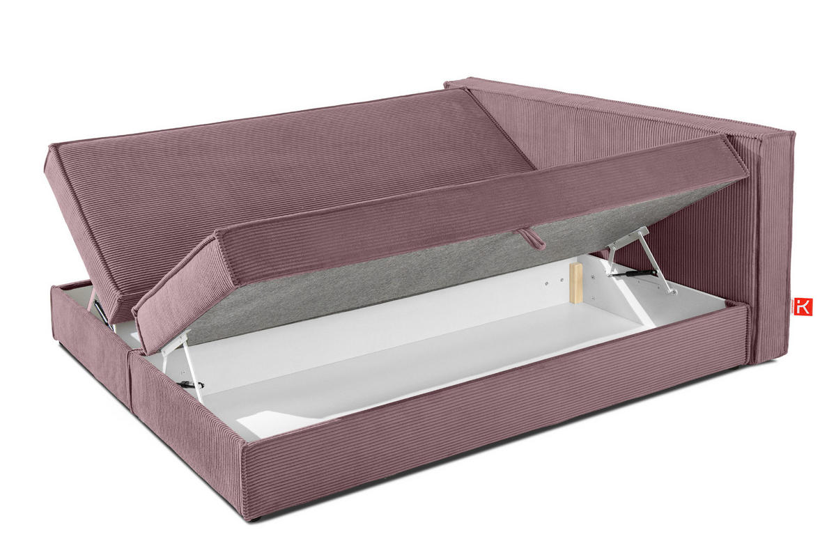 BOXSPRINGBETT ROTI mit Stauraum, hellviolett - Violett/Schwarz, Holz/Holzwerkstoff (180/200cm) - KONSIMO®