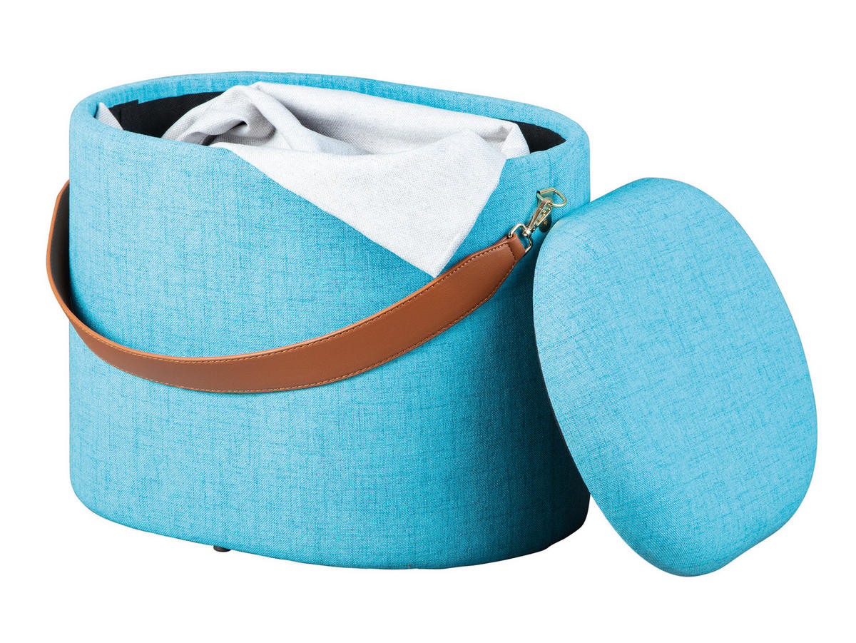 POUF blau und braun - Blau, Holzwerkstoff (42/36/30cm) - ebuy24