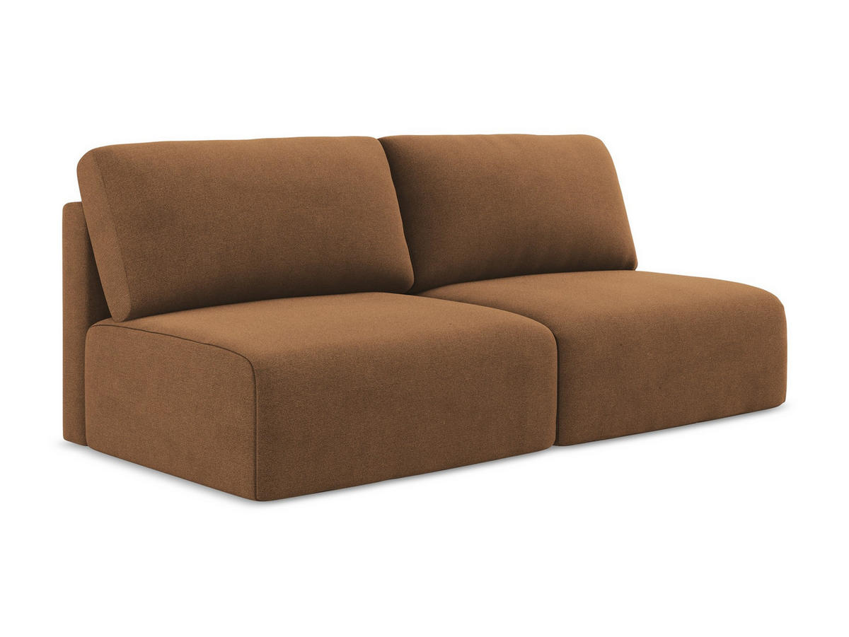 3-SITZER SOFA mit Schlaffunktion Strukturstoff Stoff Orange - Beige/Terra cotta, Kunststoff/Textil (216/79/102cm) - Makamii