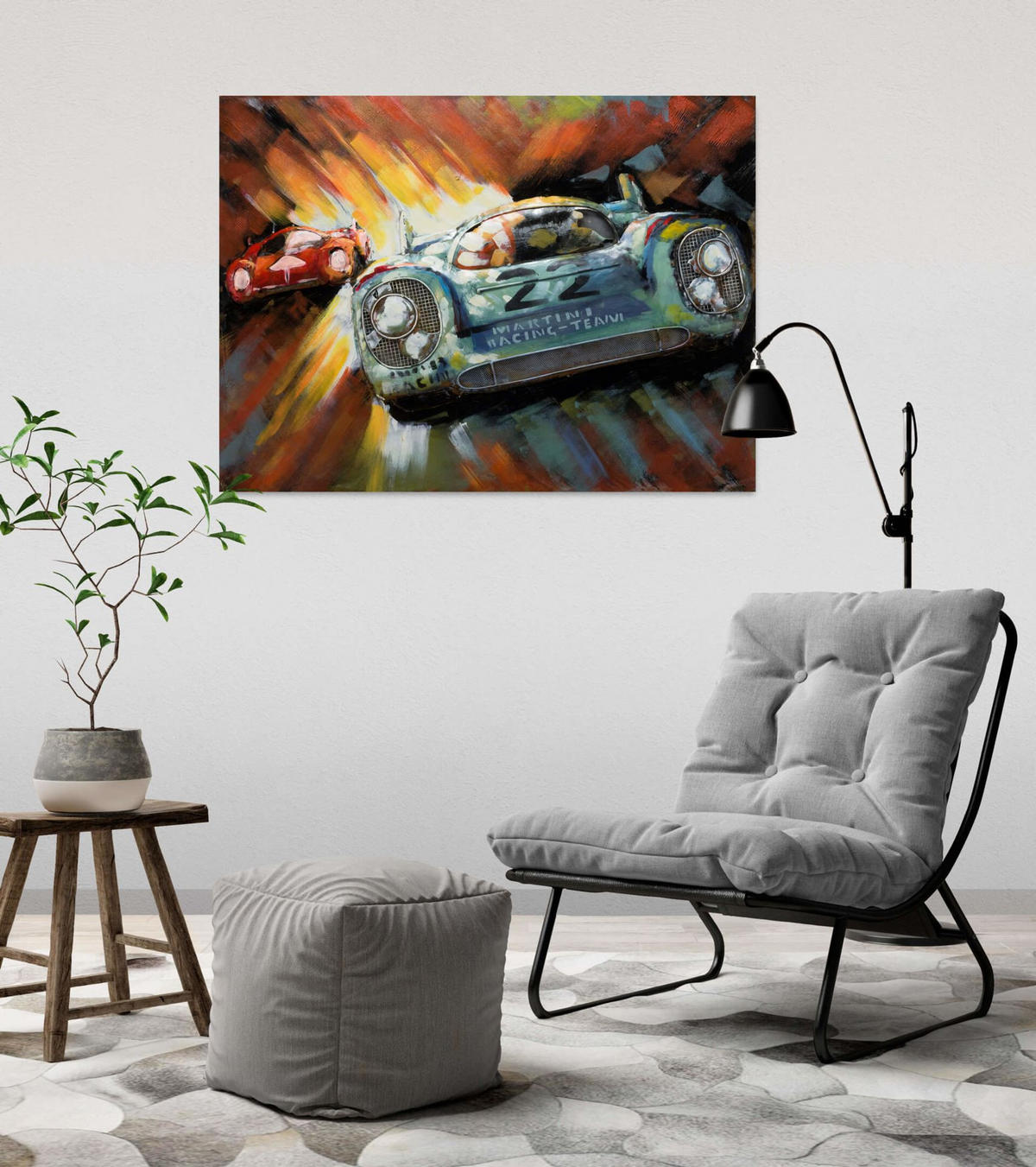 METALLBILD Rot 100/75 cm - Blau/Rot, Metall (5.1/75cm) - KUNSTLOFT