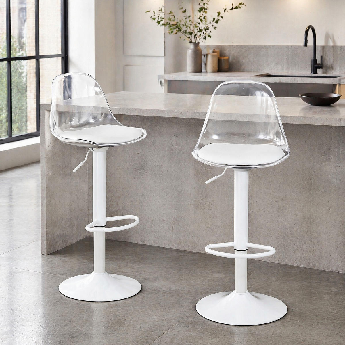 STÜHLE aus Metall/Kunststoff mit 360° Drehung, Transparent/Weiß - Transparent, Metall (40.5/104/40.5cm) - OKMYHOME