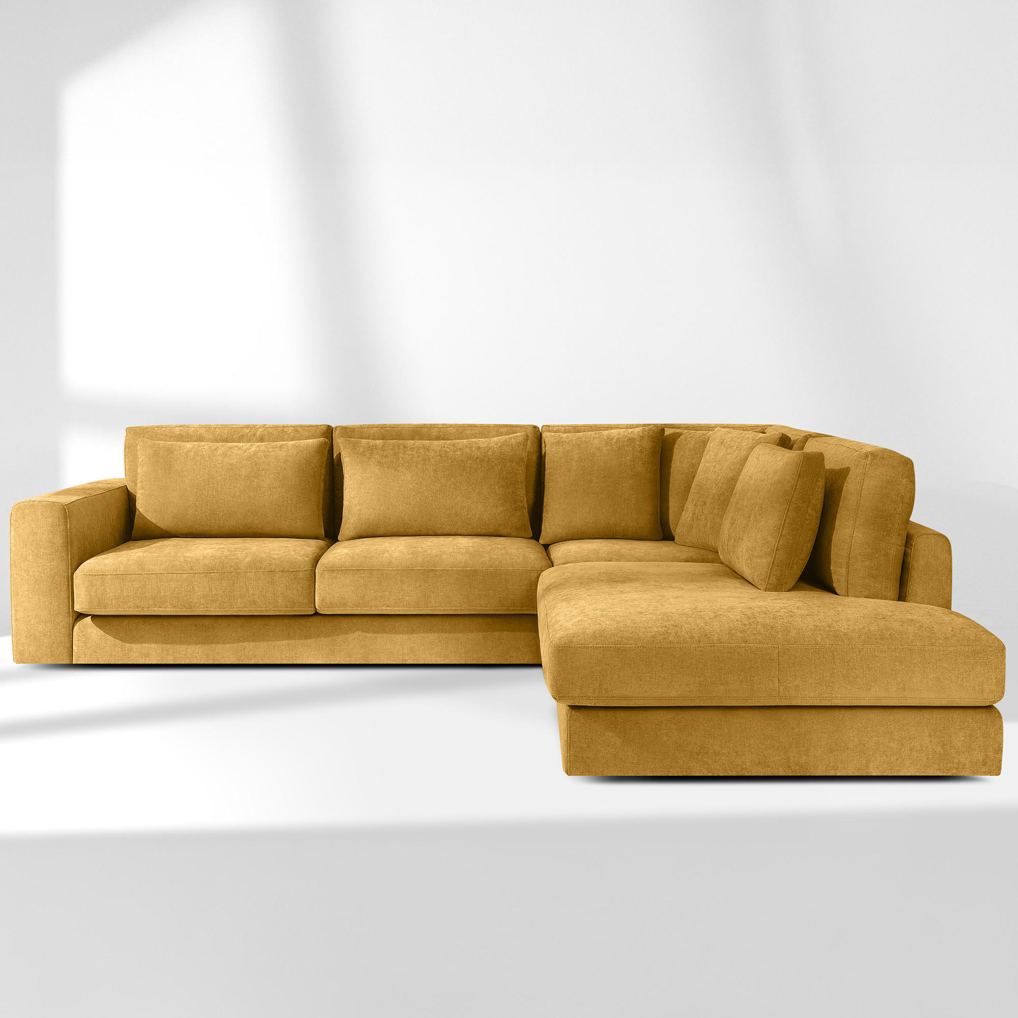 ECKSOFA rechts VERUS - Gelb, Holz/Holzwerkstoff (297/248cm) - KONSIMO®