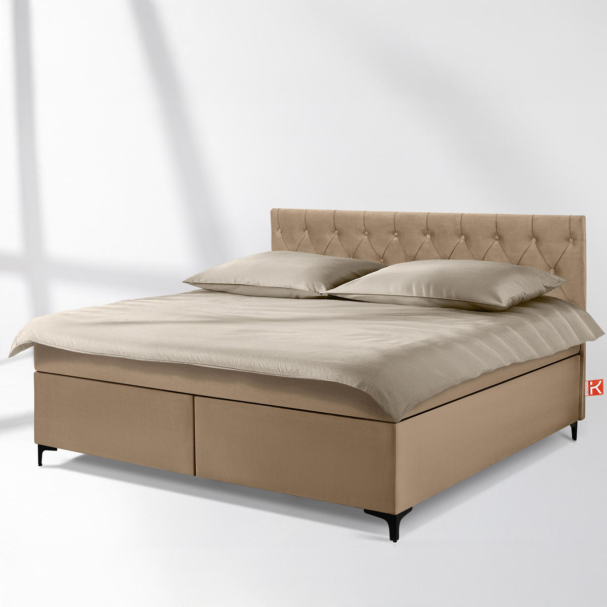 POLSTERBETT ARDEA, Dunkelbeige - Hellbraun/Schwarz, Holz/Holzwerkstoff (180/200cm) - KONSIMO®