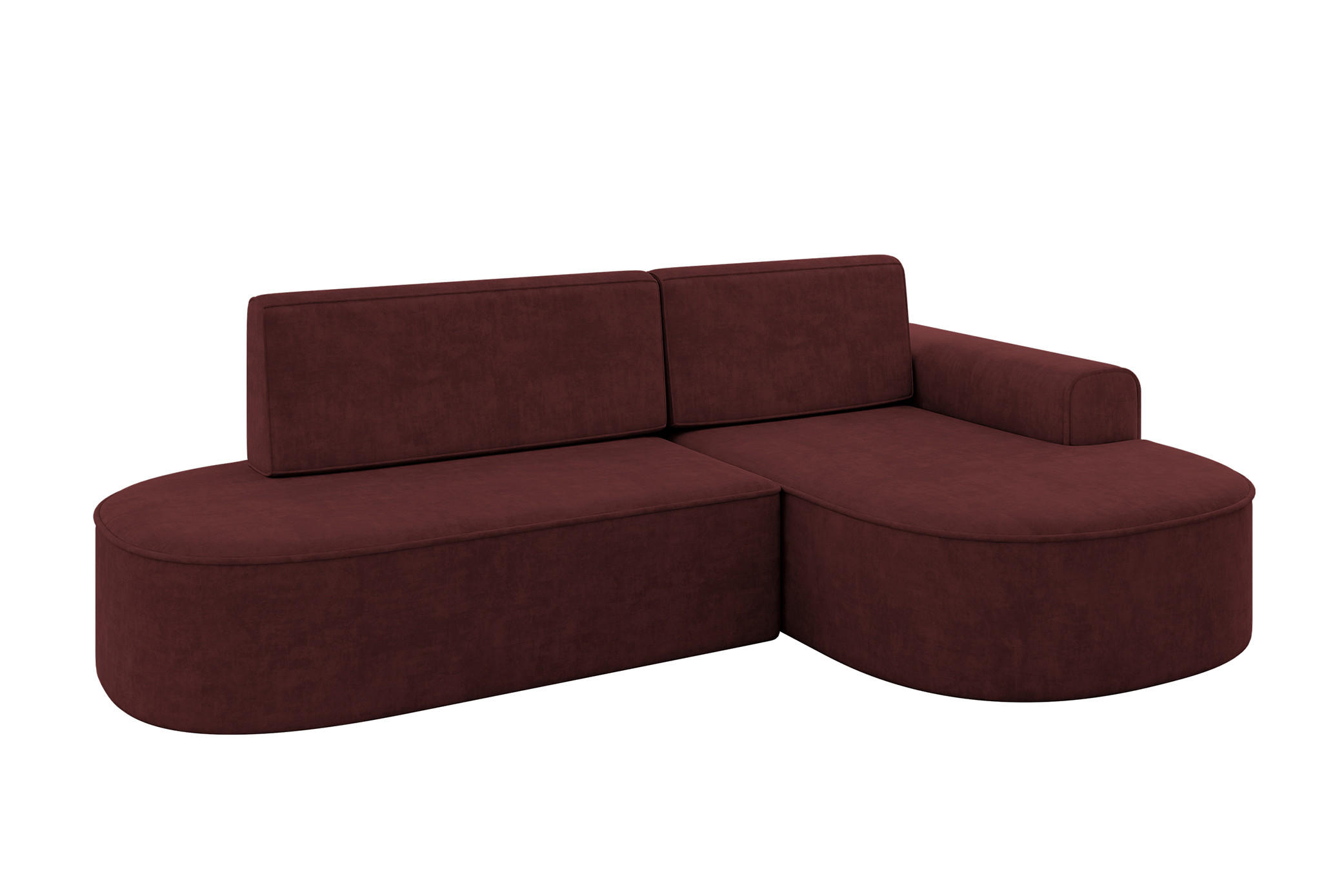 ECKSOFA mit Schlaffunktion und Bettkasten Ottomane Rechts MARI-L1-S - 283x167x85 cm Bordeauxrot Velours - Bordeaux/Schwarz, Holzwerkstoff/Kunststoff (167/283cm) - ALTDECOR