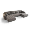 ECKSOFA mit schlaffunktion und bettkasten MILO U, stoff WIND, Braungrau - Braun, Holz (384/190cm) - Kaiser Möbel