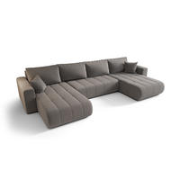ECKSOFA mit schlaffunktion und bettkasten MILO U, stoff WIND, Braungrau - Braun, Holz (384/190cm) - Kaiser Möbel