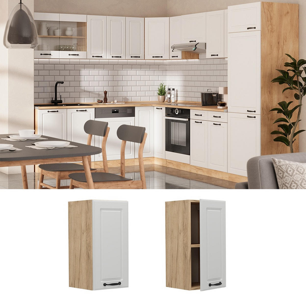 DULAP DE PERETE R-Line Casă de țară albă 30 cm - stejar miere/alb, compozit lemnos (30/60/31cm) - Vicco