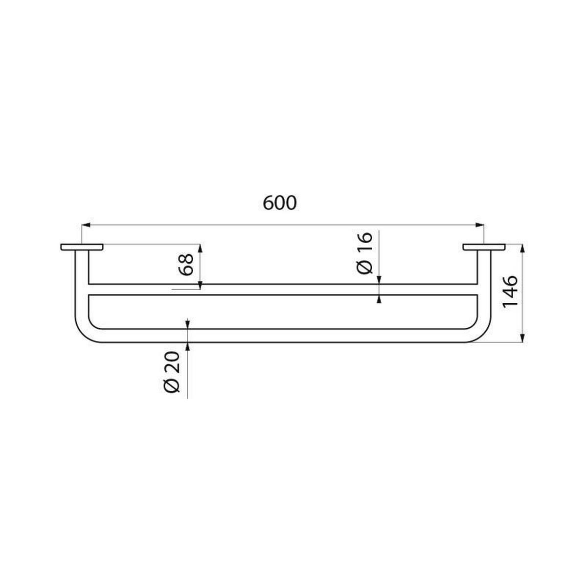 HANDTUCHHALTER 2 Stangen Ø20/Ø16 L600 mm, Edelstahl sat. - Chromfarben, Metall (13/6/66.5cm) - Delabie