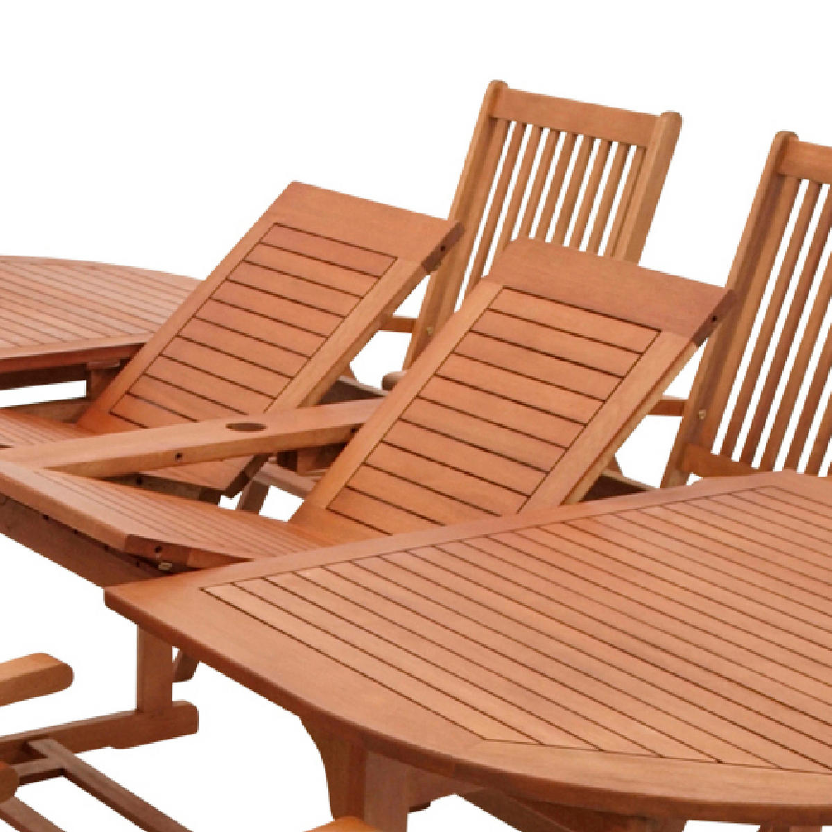 GARTEN-GARNITUR Lago Newtonnabbey - 7-teilige Garten-Essgruppe (6x Klappsessel Eukalyptus geölt, 1x Ausziehtisch 180/260x100cm, Eukalyptus - Braun, Holz - TPFGarden