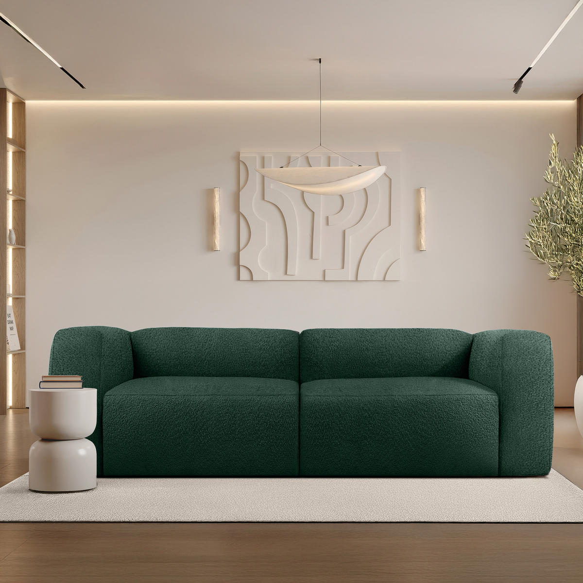 2,5-SITZER SOFA BUFFO, Dunkelgrün - Dunkelgrün, Holz/Holzwerkstoff (250/73/96cm) - KONSIMO®