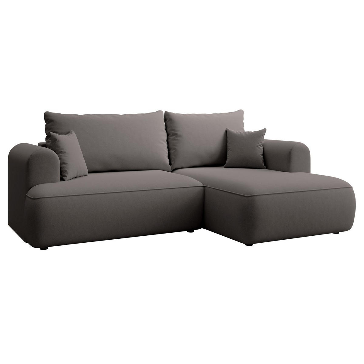 ECKSCHLAFSOFA Ovo Mini Dunkelgrau Easy-Clean-Samtbezug - Dunkelgrau/Schwarz, Kunststoff/Textil (238/156cm) - Selsey