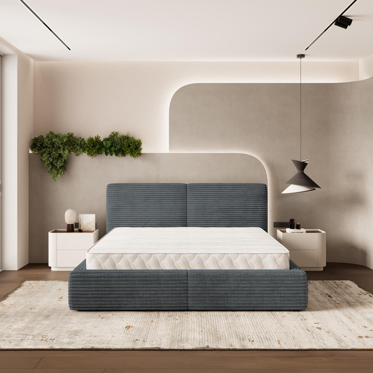 ČALOUNĚNÁ Postel FELURO 160x200 cm Šedá - šedá, kompozitní dřevo/textil (160/200cm) - MASSENO