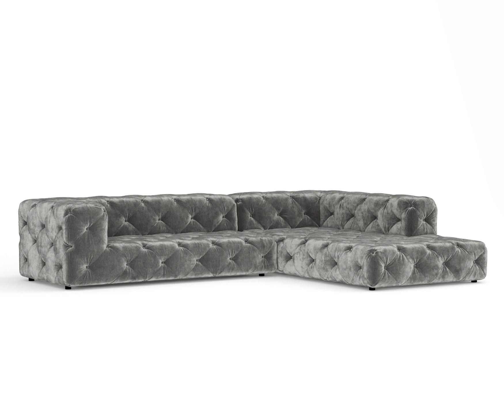 ECKSOFA Cosimo Grau Chenille - Schwarz/Grau, Holz/Holzwerkstoff (325/228cm) - Maison de Reve