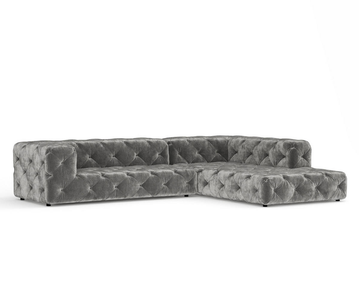 ECKSOFA Cosimo Grau Chenille - Schwarz/Grau, Holz/Holzwerkstoff (325/228cm) - Maison de Reve