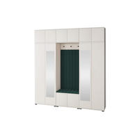 GARDEROBE Napoli version 12 mit Spiegel, mit POLSTERPANEELEN GRUN - Beige/Grün, Holzwerkstoff (210/225/40cm) - Jerpax
