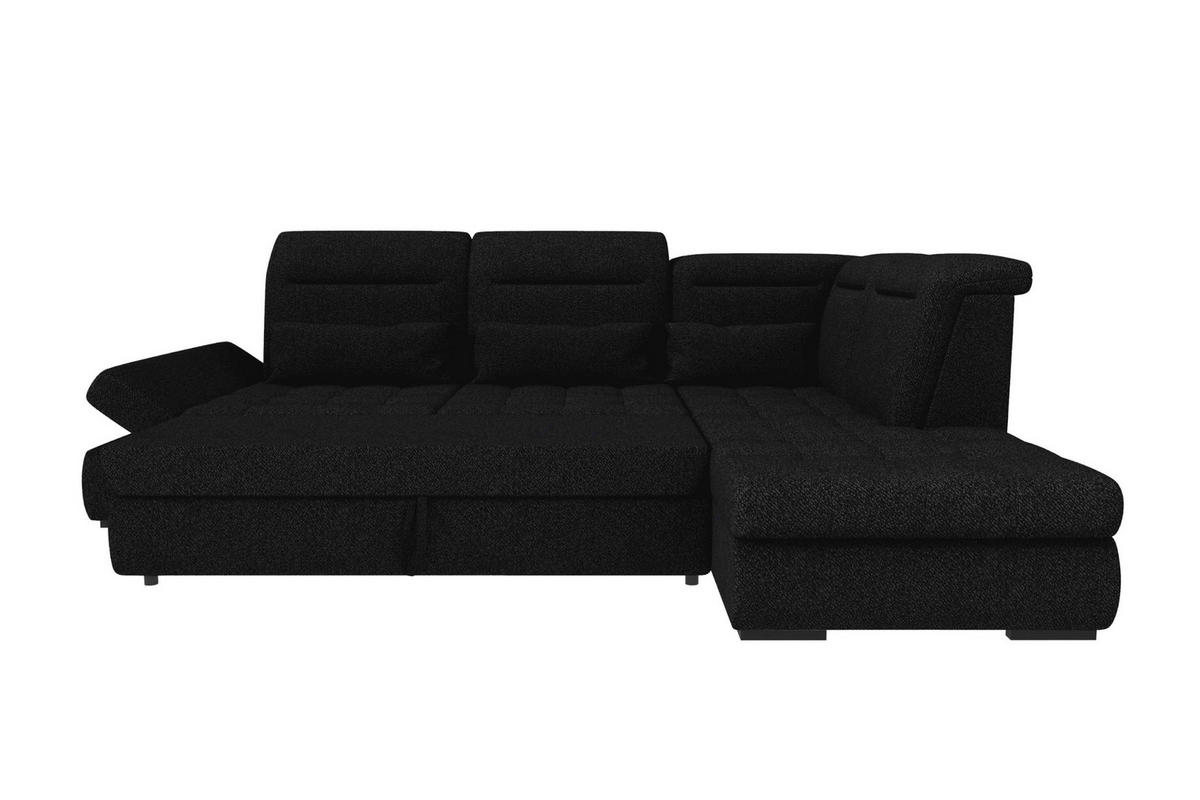 ECKSOFA Toscana Strukturstoff inkl. Schlaffunktion - Schwarz, Textil (279/227cm) - 99rooms