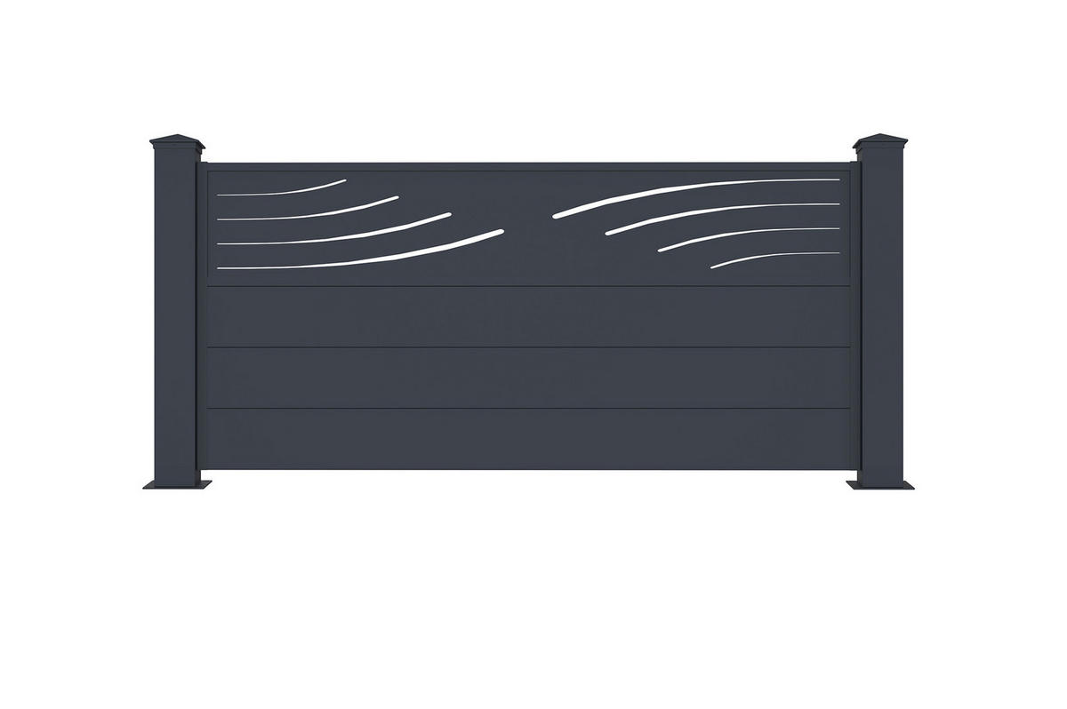 VORGARTENZAUN 2er-Set Veleta grau 1,9m H.90cm aluminium - Grau, Metall (378/89cm) - Casanoov