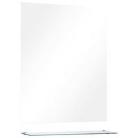 WANDSPIEGEL mit Regal 50×60 cm Hartglas - Silberfarben, Glas (50/60/10cm) - furnicato