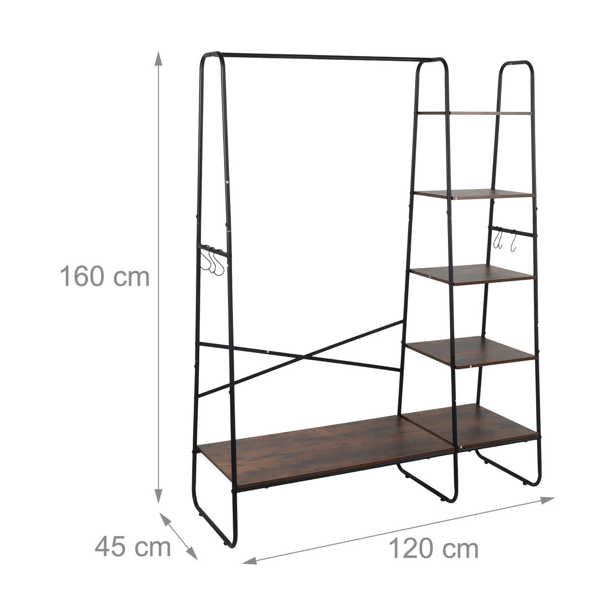 KLEIDERSTÄNDER - Multicolor, Holzwerkstoff/Metall (120/160/45cm) - Relaxdays