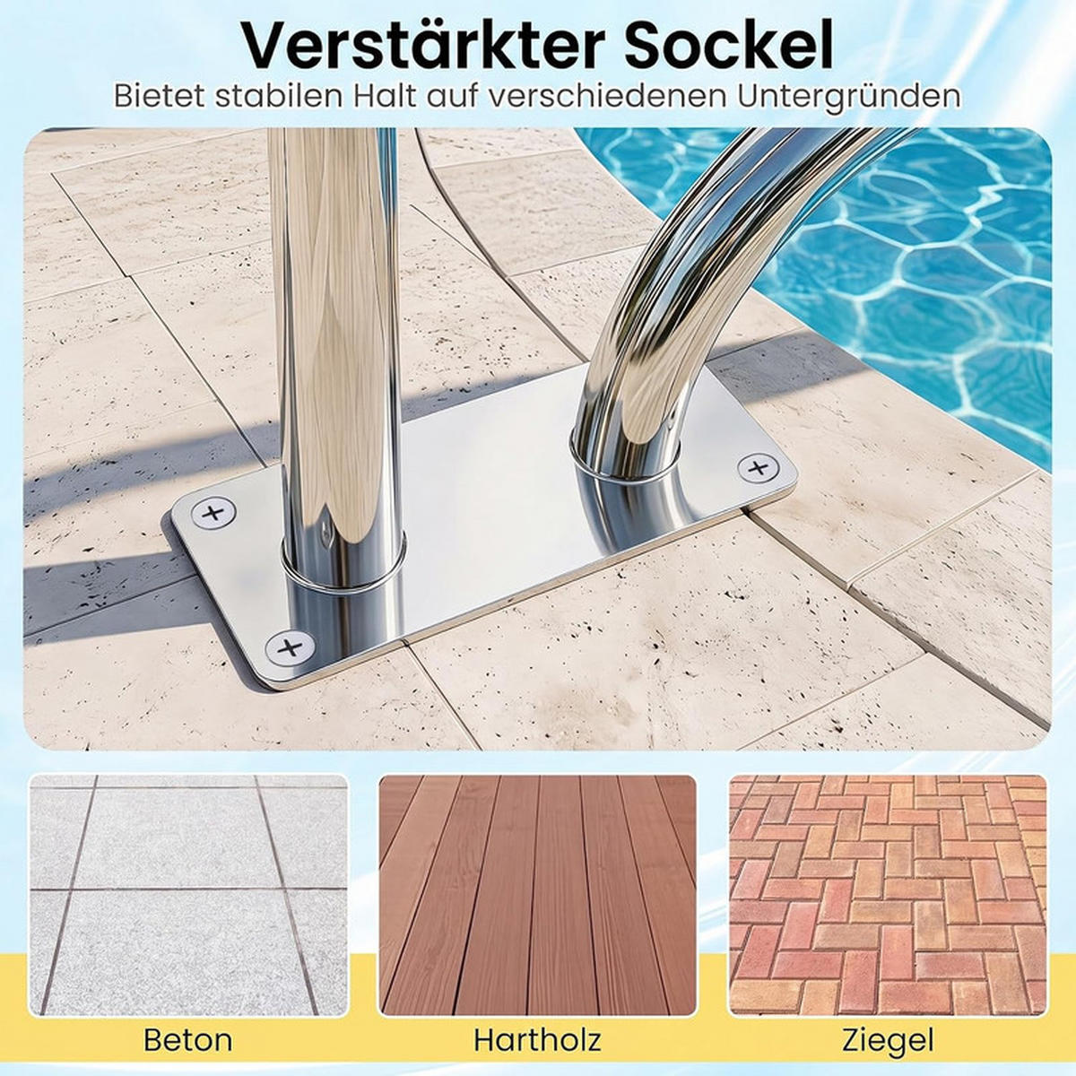 POOLHANDLAUF aus Edelstahl silber - Silberfarben, Metall (83/57/4.8cm) - COSTWAY