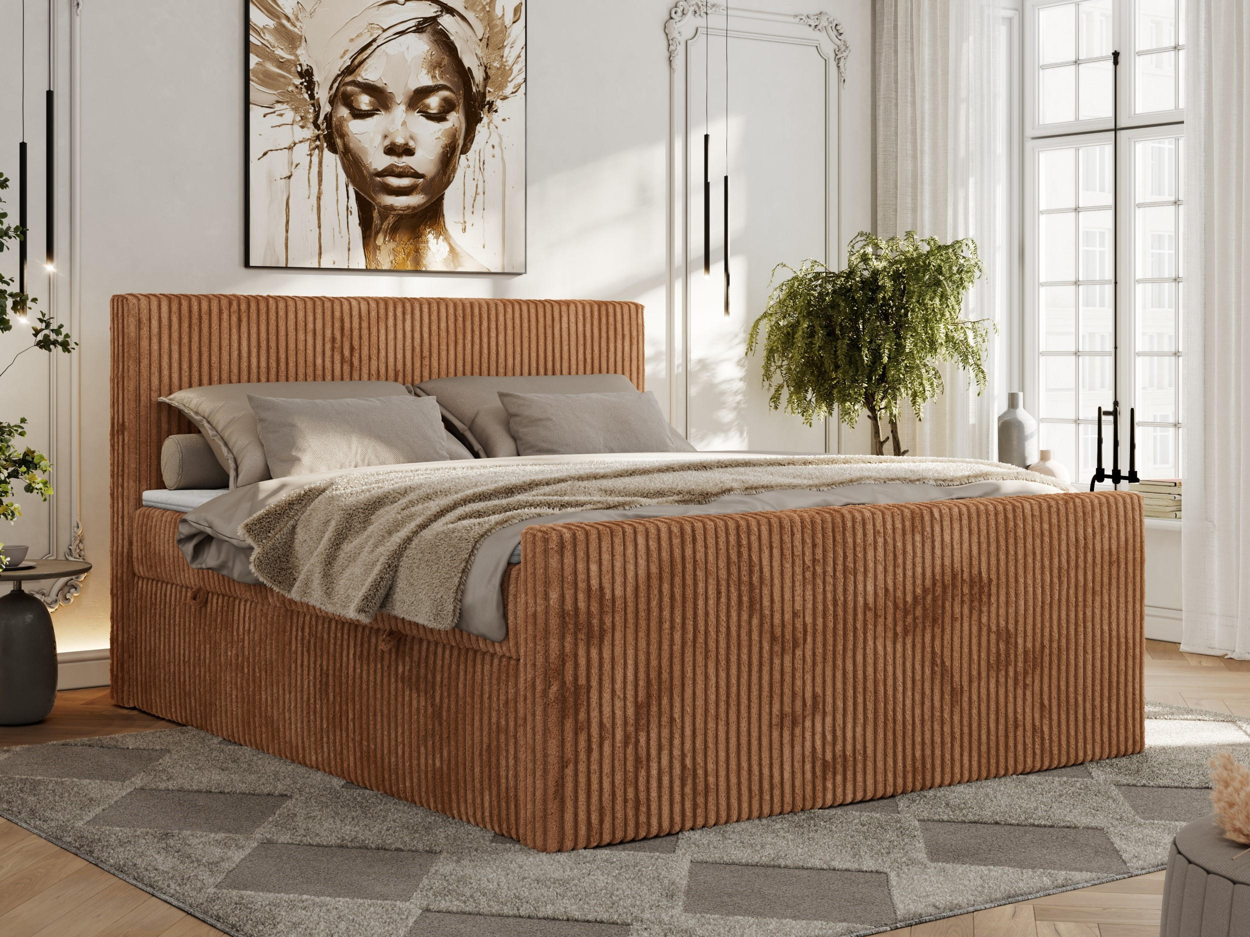 BOXBETT TILIANO DUO 140/200 - Orange Cord - H3 - Orange, Textil (140/200cm) - MKS