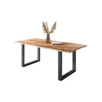 ESSTISCH POLLY - Beige/Schwarz, Holz/Metall (100/220/77cm) - SAM