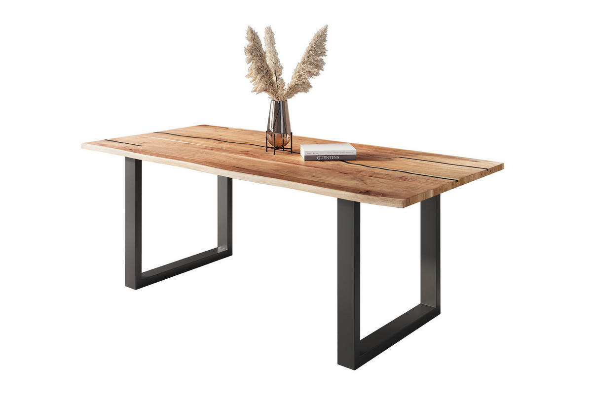 ESSTISCH POLLY - Beige/Schwarz, Holz/Metall (100/220/77cm) - SAM