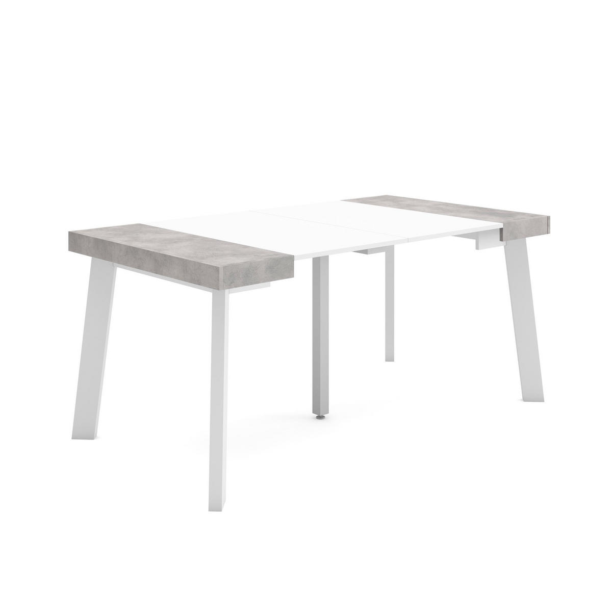 KONSOLENTISCH ausziehbar 58 bis 160cm, für 8 Gäste, weiß zementgrau, 90/58/73cm - Weiß/Grau, Holzwerkstoff (90/160/73cm) - Skraut Home
