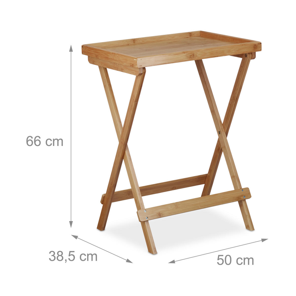 TABLETTTISCH - Hellbraun, Holz (38.5/50/66cm) - Relaxdays