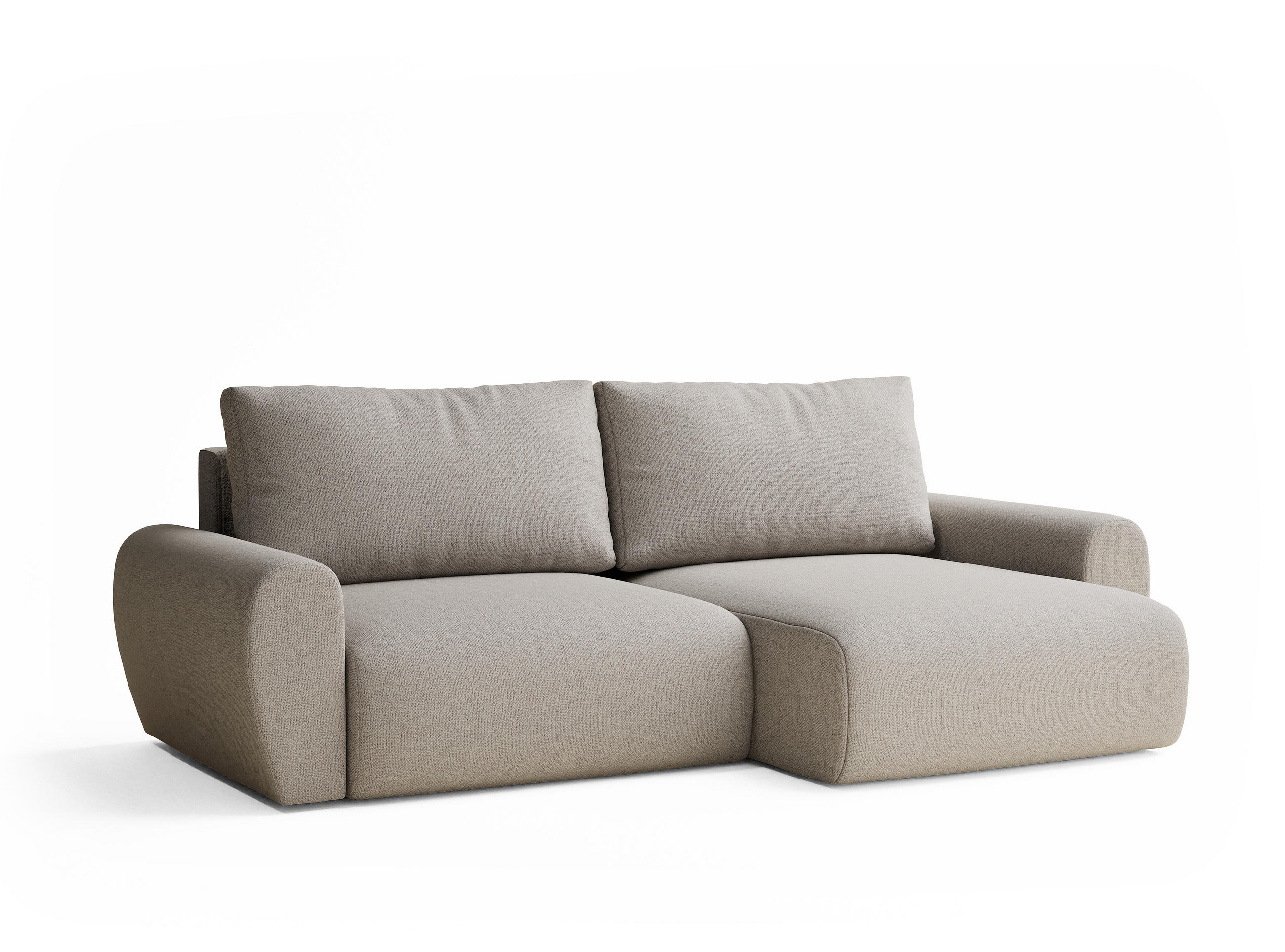 ECKSOFA MIT SCHLAFFUNKTION Numba Beige Webstoff - Beige/Schwarz, Holz/Holzwerkstoff (253/153cm) - Maison de Reve