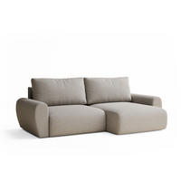 ECKSOFA MIT SCHLAFFUNKTION Numba Beige Webstoff - Beige/Schwarz, Holz/Holzwerkstoff (253/153cm) - Maison de Reve