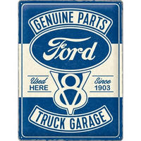 BLECHSCHILD 30/40 cm Ford V8 Truck Garage - Multicolor, Metall (30/40/0.2cm) - Nostalgic-Art