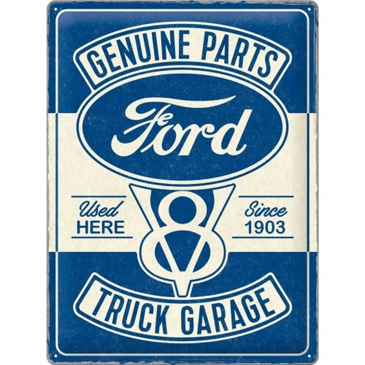 BLECHSCHILD 30/40 cm Ford V8 Truck Garage - Multicolor, Metall (30/40/0.2cm) - Nostalgic-Art