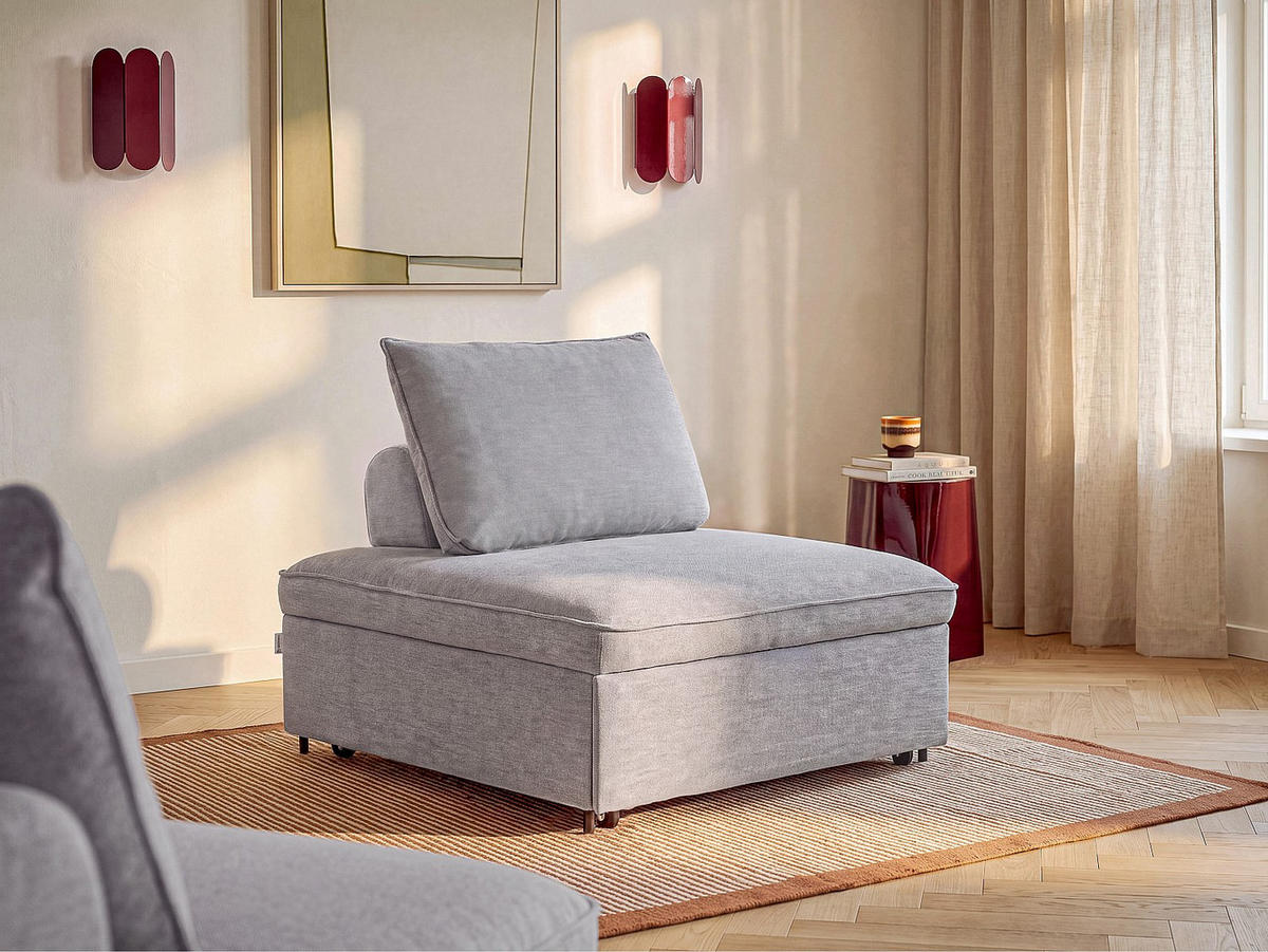 SCHLAFSESSEL - 1 Person - stoff - grau Ekavo - Grau, Textil/Metall (109/91/109cm) - Vente-Unique