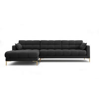 ECKSOFA links Mamaia aus strukturiertem Stoff dunkelgrau 5 Sitzplätze - Dunkelgrau, Textil (185/293cm) - Micadoni