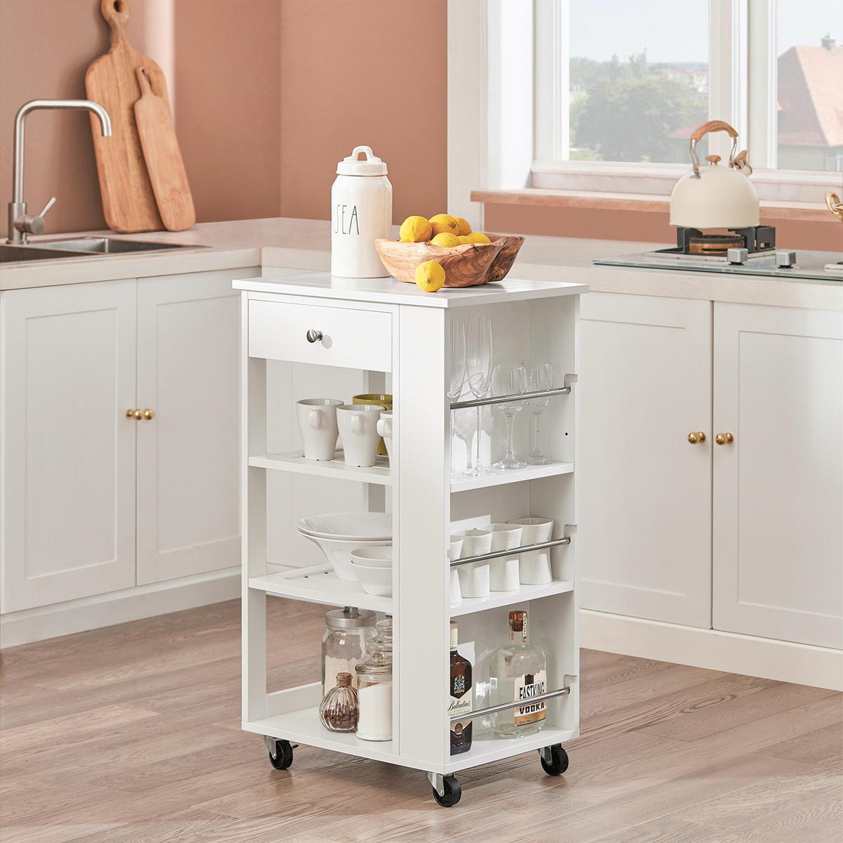 SERVIERWAGEN Weiß - Weiß, Holzwerkstoff (50/86/37cm) - SoBuy