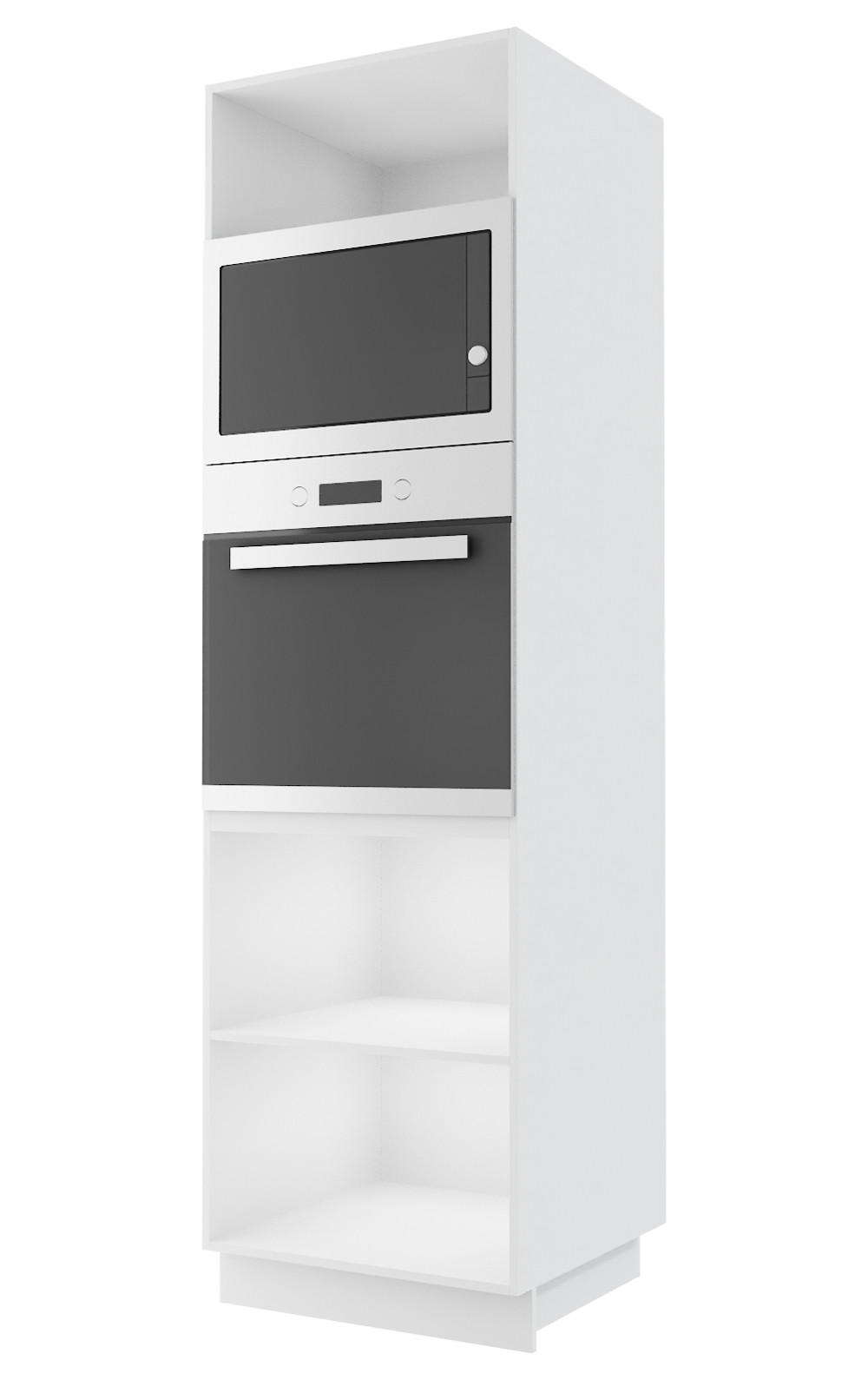 Thumbnail - Feldmann-Wohnen Backofen-Hochschrank, Graphit, Weiß, Metall, 3 Fächer, Rechteckig, 60x207x59 cm, Küchen, Küchenmöbel, Kü...