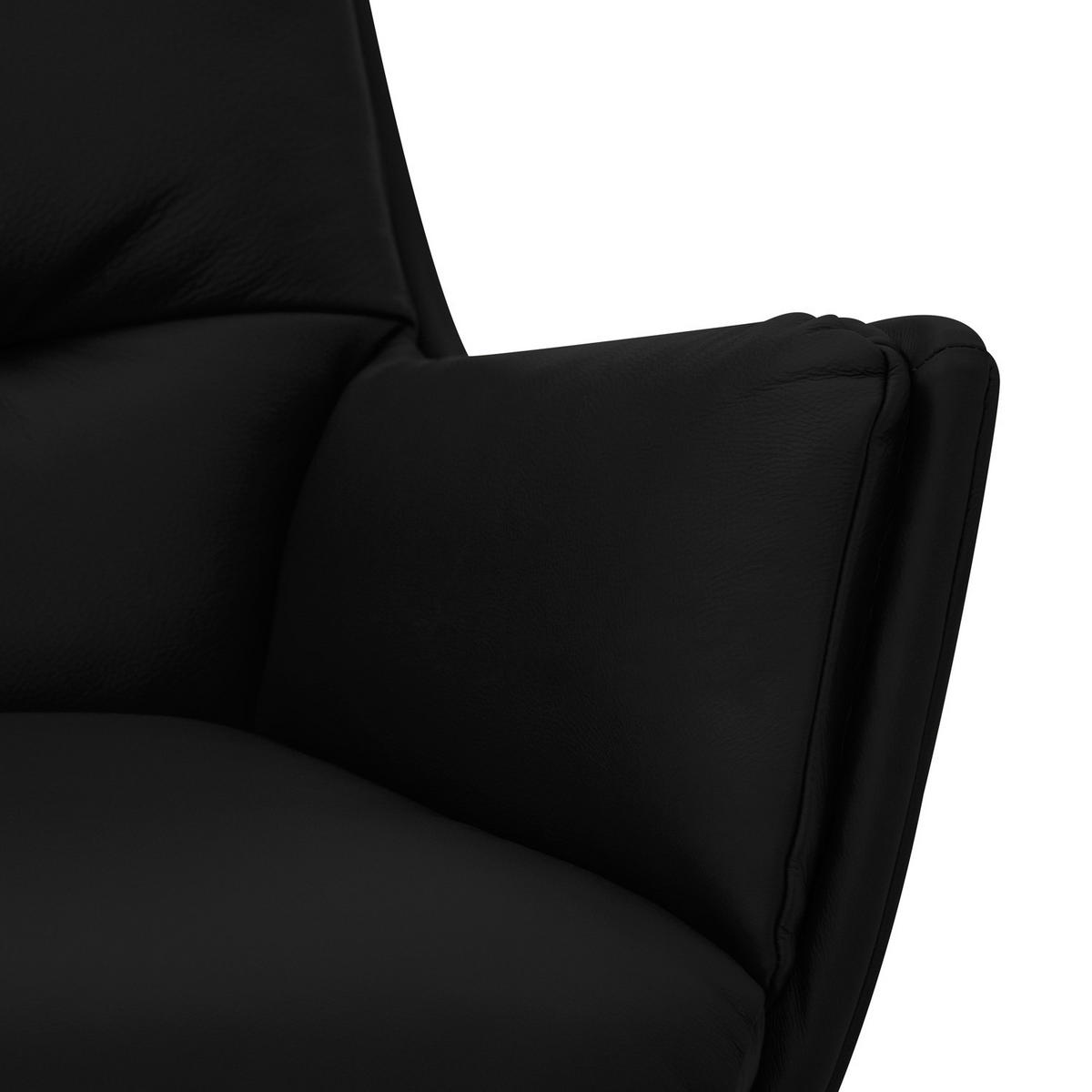 SESSEL mit Holzfüßen - Schwarz, Leder/Eichenholz (83/95/97cm) - home24