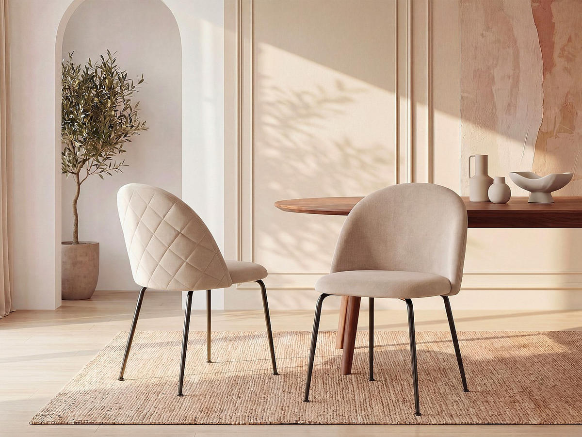 STUHL - 50 cm x 55 cm - samt - beige Melbourne - Beige, Textil (50/77/55cm) - Vente-Unique